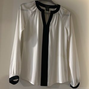 Slightly sheer, black and white blouse